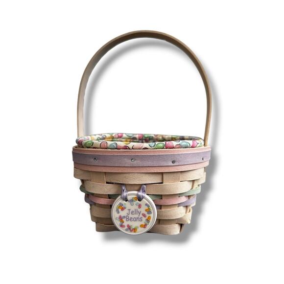 Longaberger 2000 Small Easter Jelly Beans Whitewashed w/ Liner Protector Tie On - Picture 1 of 8